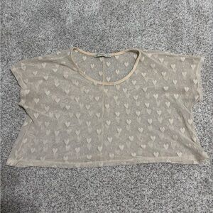 Tan Boxy Crop Top with Short Sleeves